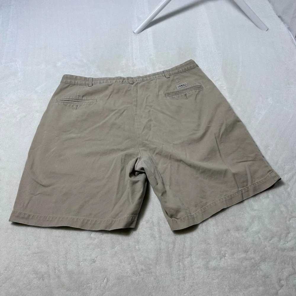 VINTAGE Polo Ralph Lauren Chino Shorts Mens 40 Khaki Pleated Front Made USA